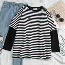 Load image into Gallery viewer, harajuku long Sleeve T-shirt Women Hip-hop Ulzzang Tees Korean Style letter print T-shirts Girls autumn Fashion black white tops