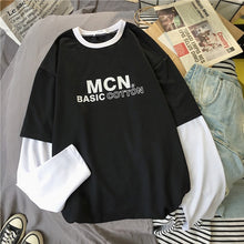 Load image into Gallery viewer, harajuku long Sleeve T-shirt Women Hip-hop Ulzzang Tees Korean Style letter print T-shirts Girls autumn Fashion black white tops