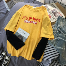 Load image into Gallery viewer, harajuku long Sleeve T-shirt Women Hip-hop Ulzzang Tees Korean Style letter print T-shirts Girls autumn Fashion black white tops