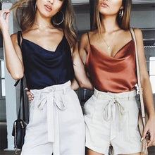 Load image into Gallery viewer, Satin Women Thin Wild Solid Camis Vest Women Tank Tops Female 2019 Summer Sexy Strap Basic Tops Chiffon Sleeveless Camisole